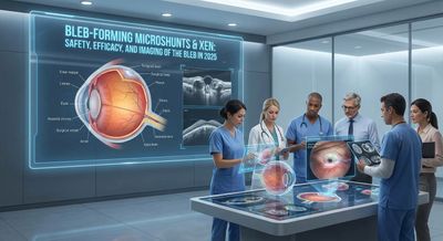 Pūslę formuojantys mikrošuntai ir XEN: saugumas, efektyvumas ir pūslės vizualizacija 2025 metais