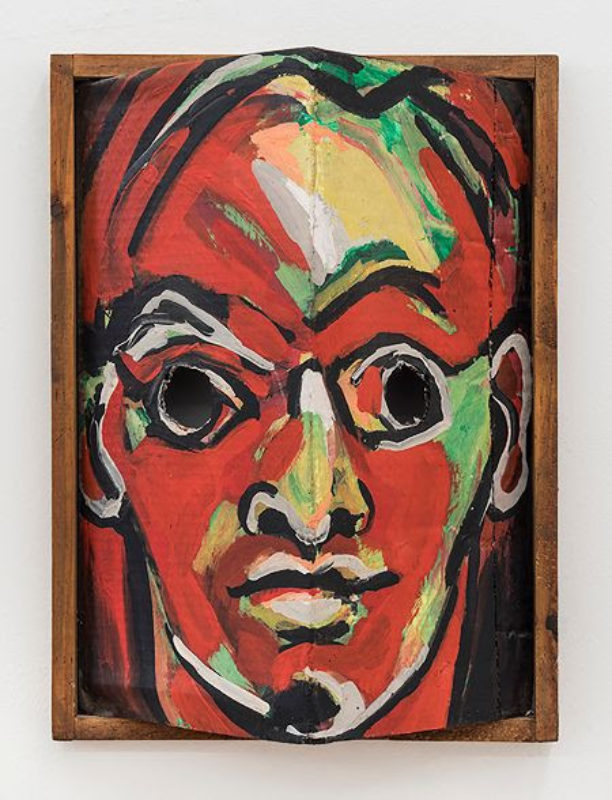Luis Frangella John 1984 Acrylic On Cardboard Box In Wooden Frame 21 ½ X 16 X 7 ½”