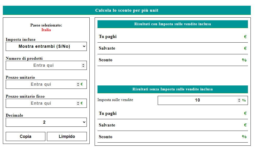 Calcolo Sconto Percentuale
