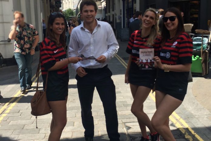 Promotional Models With Saracens At Their Rugby Promo In London On 7th August 2014