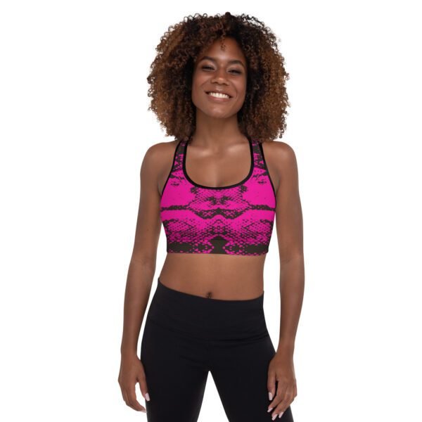 all over print padded sports bra black front 63d901219e80f
