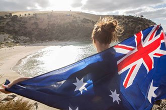 international student of the English programs with flag of Australia