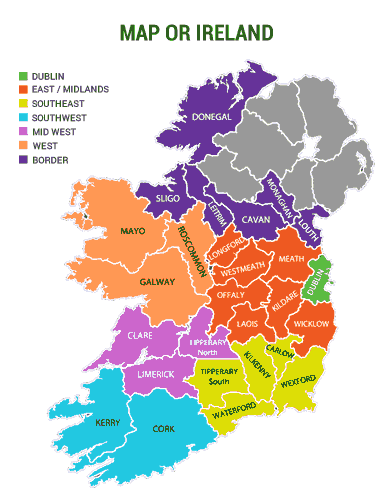 Infografía: Mapa de cursos de inglés en Irlanda