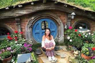 estudiante del curso de inglés en Nueva Zelanda en aldea hobbit