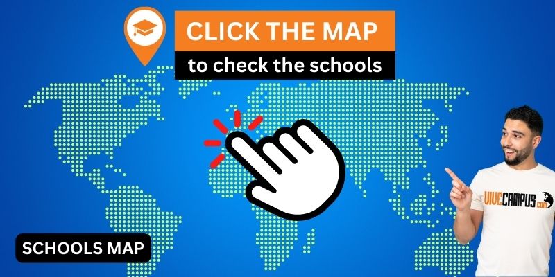 Map with all the language programs options offered by ViveCampus