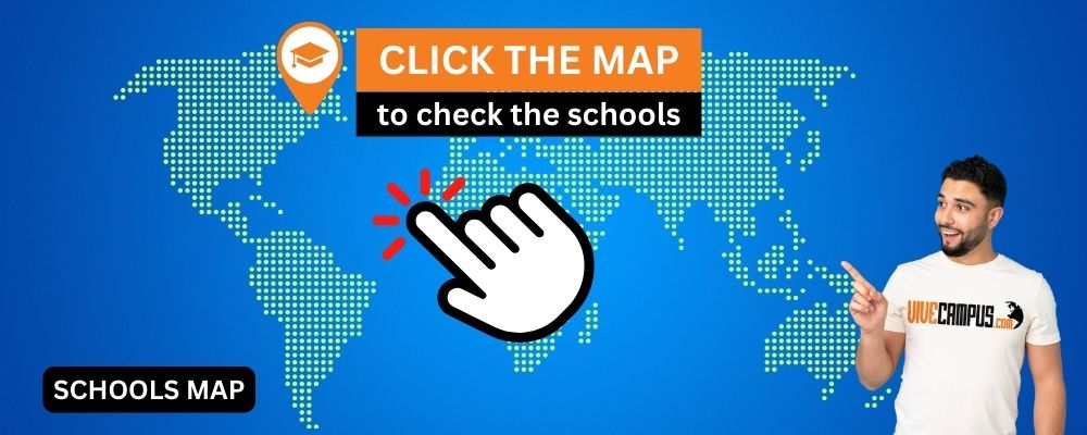 Map with all the language programs options offered by ViveCampus