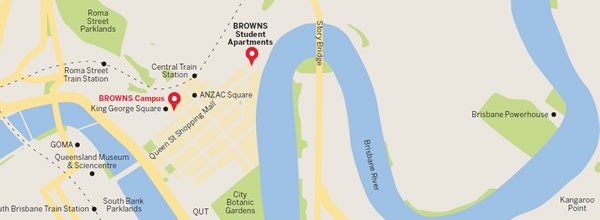 Map of BROWNS English Language School in Brisbane