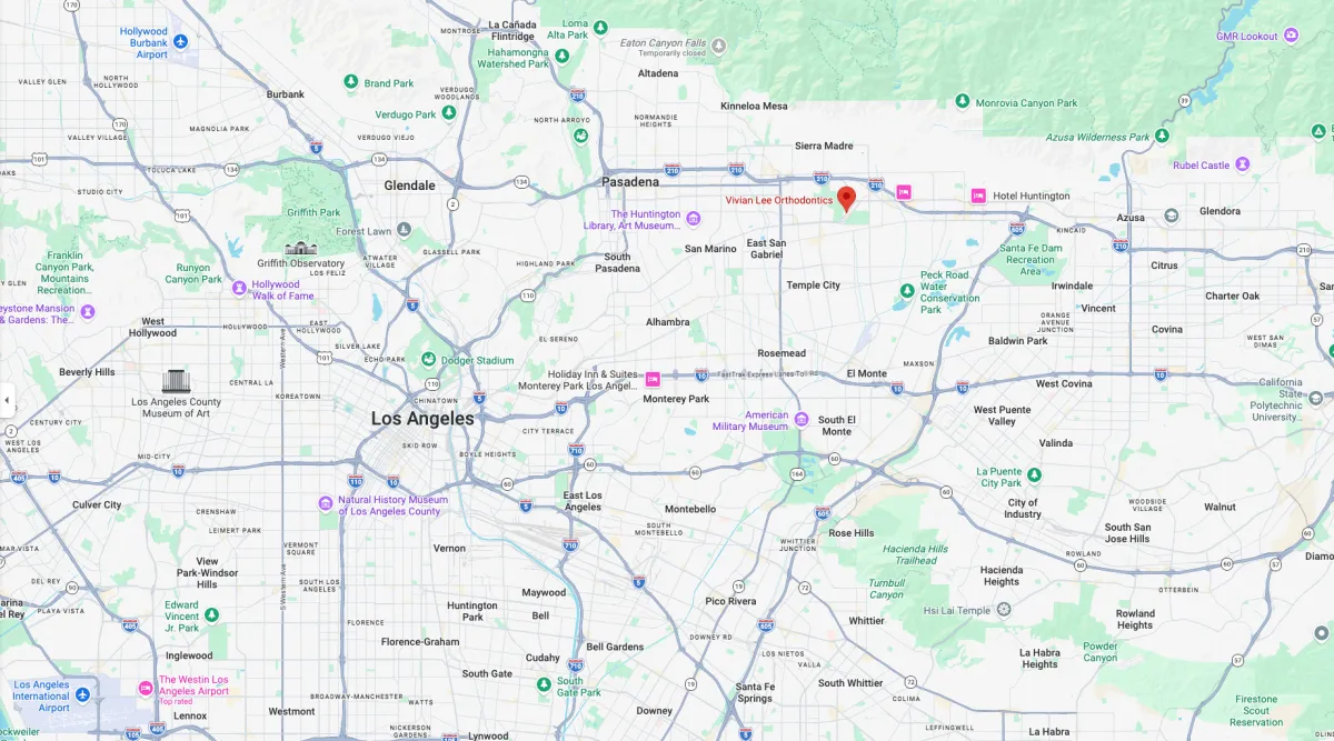 Map showing Vivian Lee Orthodontics location in Arcadia, CA