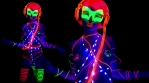 fantastic video of sexy cyber raver dancer babe filmed in fluorescent clothing under UV black light