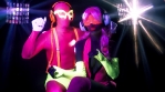 fantastic video of sexy cyber raver dancer babe filmed in fluorescent clothing under UV black light