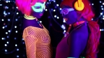 fantastic video of sexy cyber raver dancer babe filmed in fluorescent clothing under UV black light