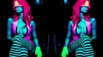 fantastic video of sexy cyber raver dancer babe filmed in fluorescent clothing under UV black light