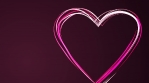 Heart shape drawing by pink color brush on dark purple background. Happy Valentine Day or wedding. Loopable. Empty space for text. Loopable.