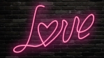 Night club neon font, Broadway style vintage animation. Love word.