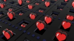 8 bits pixel heart animation. Retro arcade video game Valentine´s Day background.