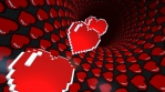 8 bits pixel dancing hearts animation. Retro arcade video game Valentine´s Day background.