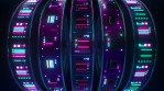 Looping futuristic neon glowing blinking light grid