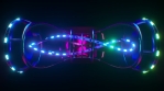 Looping futuristic neon glowing blinking light object
