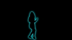 Colorful Glowing Neon Dancing Party Girl Silhouette