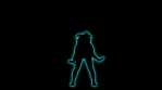 Colorful Glowing Neon Dancing Party Girl Silhouette