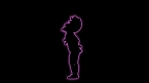 Colorful Glowing Neon Dancing Party Girl Silhouette