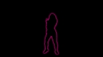 Colorful Glowing Neon Dancing Party Girl Silhouette