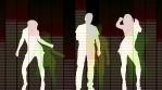 3 silhouette people dancing