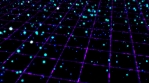 Dynamic Flowing Particle Waves Above Glowing Retro 80s Neon Grid