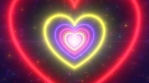 Neon Lights Love Heart Tunnel and Romantic Abstract Glow Particles