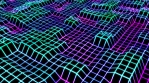 Retro 80s Wireframe Glowing Neon Grid Tiles Moving Up and Down