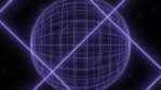 Fly in Neon Glow 80s Synthwave Wireframe Net Grid Geometric Spheres