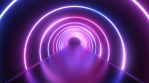 Futuristic Neon Laser Rings of Ultraviolet Fluorescent Light Tunnel