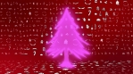 christmas trees colorful glow shape with christmas icons red background