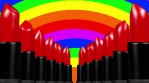 Rainbow with Red lipstick columns 4k 01