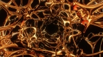 Shiny Gold Abstract Sci-Fi Endless Tunnel Reflective Web Corridor