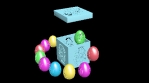 Box with Easter eggs. 3D animation.