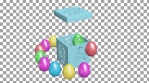 Box with Easter eggs. 3D animation.