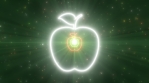 Apple Shape Moving Portal Abstract Glowing Bright Neon Lights Tunnel