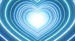 Beautiful Blue Heart Shape Tunnel Neon Flash Romance Love Moving Fast