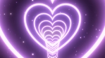 Fly Through Purple Heart Shaped Neon Light Glow Circular Ring Tunnel.mov