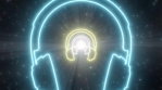 Music Headphones Shape Outline Shiny Glowing Neon Light Tunnel Portal.mov