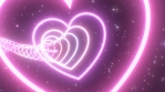 Pretty Pink Love Heart Tunnel Curved Path Beautiful Neon Glow Lights.mov