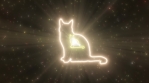 Sitting Cat Silhouette Shape Outline Glows Neon Lights Tunnel Portal