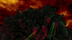 Dystopia city world burt sky green beams 3d seamless loop