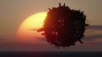Industrial planet sunset silhouette 3d seamless loop