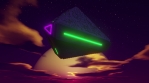 Pyramid purple UFO synthwave sun 3d seamless loop