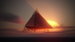 UFO pyramid builder sun glare ocean 3d seamless animation