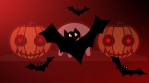 Halloween Animation Bats flying around with pumpkins and skull cartoon background