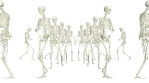 The skeletons run around. 3D running skeletons.