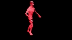 Dancing man from 3D layers. Futuristic fragmentary man.